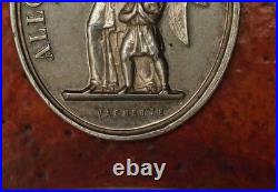 Antique religious silver medal pendant Mother Mary Guardian Angel by Vachette