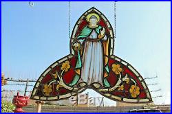 Antique religious stained glass windows saint figurine church monastery n1