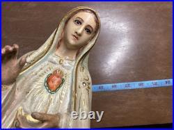 Antique religious statue Blessed Virgin Mary Fatima 1940's portugal