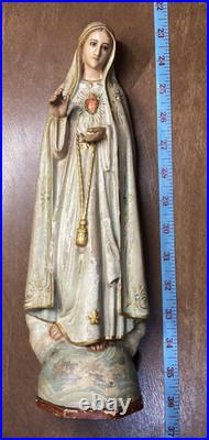 Antique religious statue Blessed Virgin Mary Fatima 1940's portugal