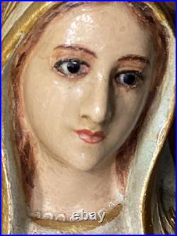 Antique religious statue Blessed Virgin Mary Fatima 1940's portugal