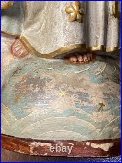 Antique religious statue Blessed Virgin Mary Fatima 1940's portugal