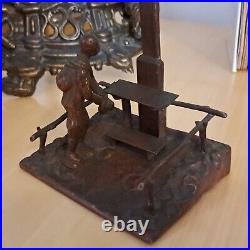 Antique religious table stand with crucifix