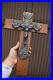 Antique-religious-wall-crucifix-metal-wood-with-4-evangelist-symbols-01-uyzr