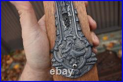 Antique religious wall crucifix metal wood with 4 evangelist symbols