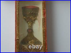 Antique religious wall crucifix with decoration texts inside 1950