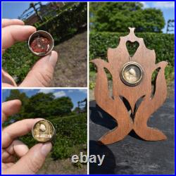 Antique religious wood carved relic holder saint rita Wax seal