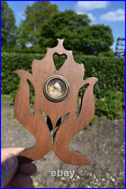 Antique religious wood carved relic holder saint rita Wax seal