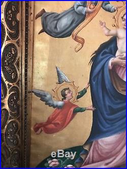 Antique renaissance Church Religious 17th-18th Century Madonna &Child Painting
