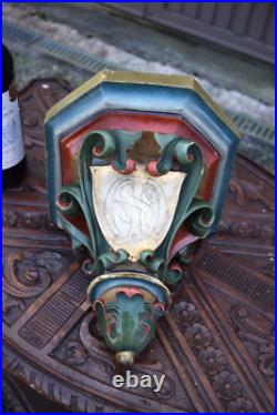 Antique rococo chalk Religious church console omega Salvator christ symbols