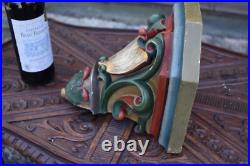 Antique rococo chalk Religious church console omega Salvator christ symbols