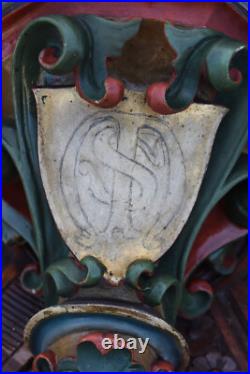 Antique rococo chalk Religious church console omega Salvator christ symbols