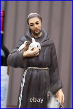 Antique saint Francis Assisi Figurine ceramic religious statue rare