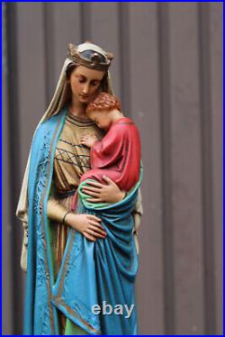 Antique saint Sedes sapientiae madonna child statue ceramic religious