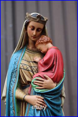 Antique saint Sedes sapientiae madonna child statue ceramic religious