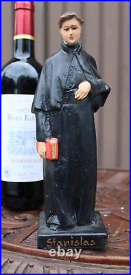 Antique saint Stanislas Figurine ceramic religious statue rare