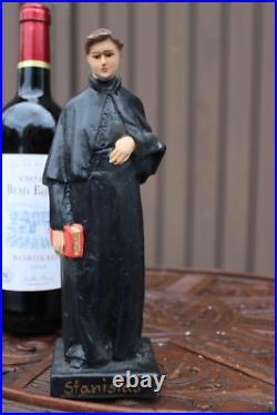 Antique saint Stanislas Figurine ceramic religious statue rare