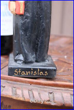 Antique saint Stanislas Figurine ceramic religious statue rare