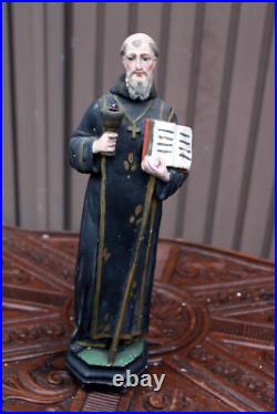 Antique saint benedict Cup snake Statue figurine ceramic religious