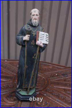 Antique saint benedict Cup snake Statue figurine ceramic religious