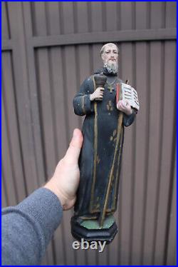 Antique saint benedict Cup snake Statue figurine ceramic religious