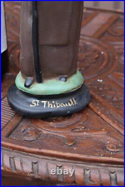 Antique saint t THIBAULT Figurine ceramic religious statue rare