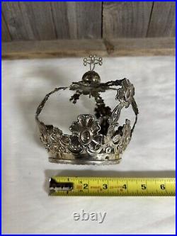 Antique silver crown for religious statue style As Is Needs Repair