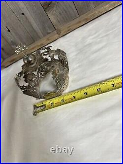 Antique silver crown for religious statue style As Is Needs Repair