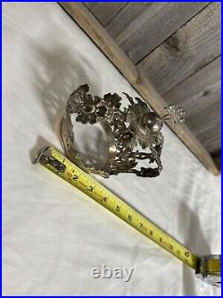 Antique silver crown for religious statue style As Is Needs Repair