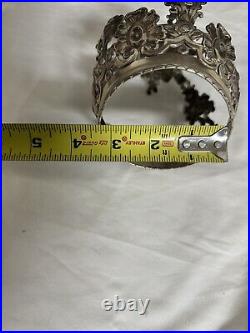 Antique silver crown for religious statue style As Is Needs Repair