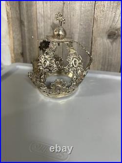 Antique silver crown for religious statue style As Is Needs Repair