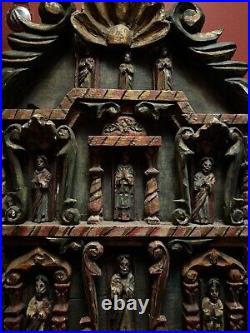 Antique spanish colonial Altar Church Woodcarved Religious Piece Christ Santos