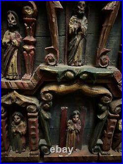 Antique spanish colonial Altar Church Woodcarved Religious Piece Christ Santos