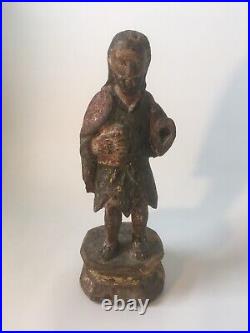 Antique spanish colonial carved polychromed wood santos Religious Art