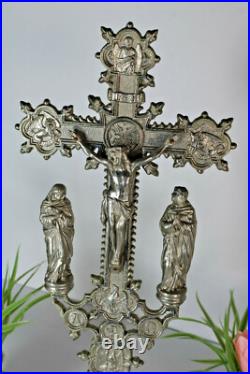 Antique spelter crucifix 4 evangelists symbols religious