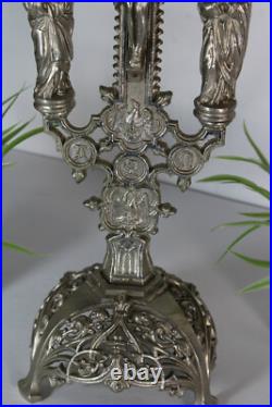 Antique spelter crucifix 4 evangelists symbols religious