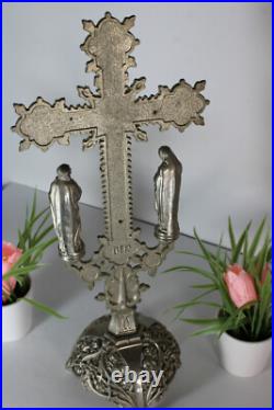 Antique spelter crucifix 4 evangelists symbols religious