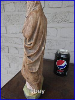 Antique stoneware saint Anna young mary statue figurine religious