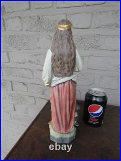 Antique stoneware saint catherine Wheel statue sculpture religious rare
