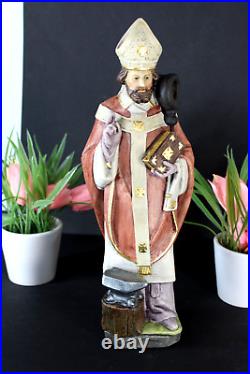 Antique stoneware saint elooi eloy figurine statue religious