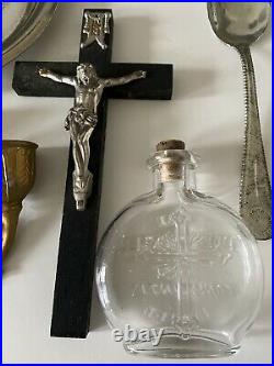 Antique viaticum religious shadowbox last rites holy water holy family catholic
