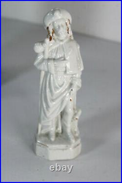 Antique vieux paris paris porcelain saint roch dog statue figurine religious