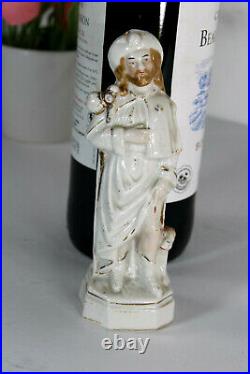 Antique vieux paris paris porcelain saint roch dog statue figurine religious