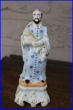 Antique vieux paris porcelain 19thc saint religious figurine statue