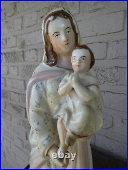 Antique vieux paris porcelain MAdonna child figurine statue religious