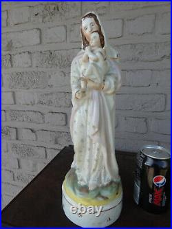 Antique vieux paris porcelain MAdonna child figurine statue religious