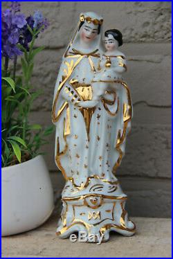 Antique vieux paris porcelain madonna figurine religious