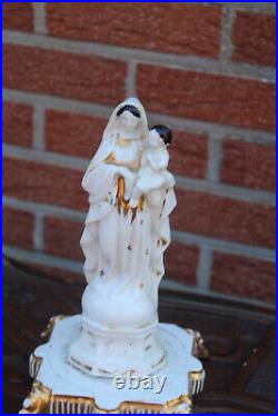 Antique vieux paris porcelain madonna figurine religious