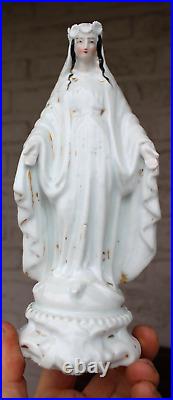 Antique vieux paris porcelain madonna figurine statue religious