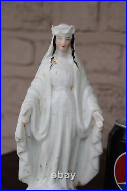 Antique vieux paris porcelain madonna figurine statue religious